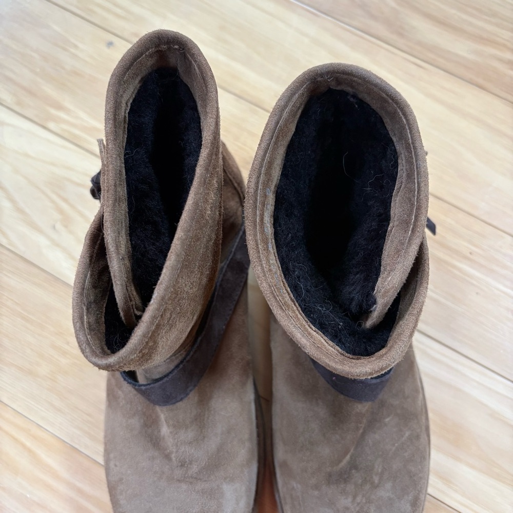 UGG Classic Luxe Karisa Boots Womens Sz 6 Brown Suede Shearling Ankle - Picture 6 of 11